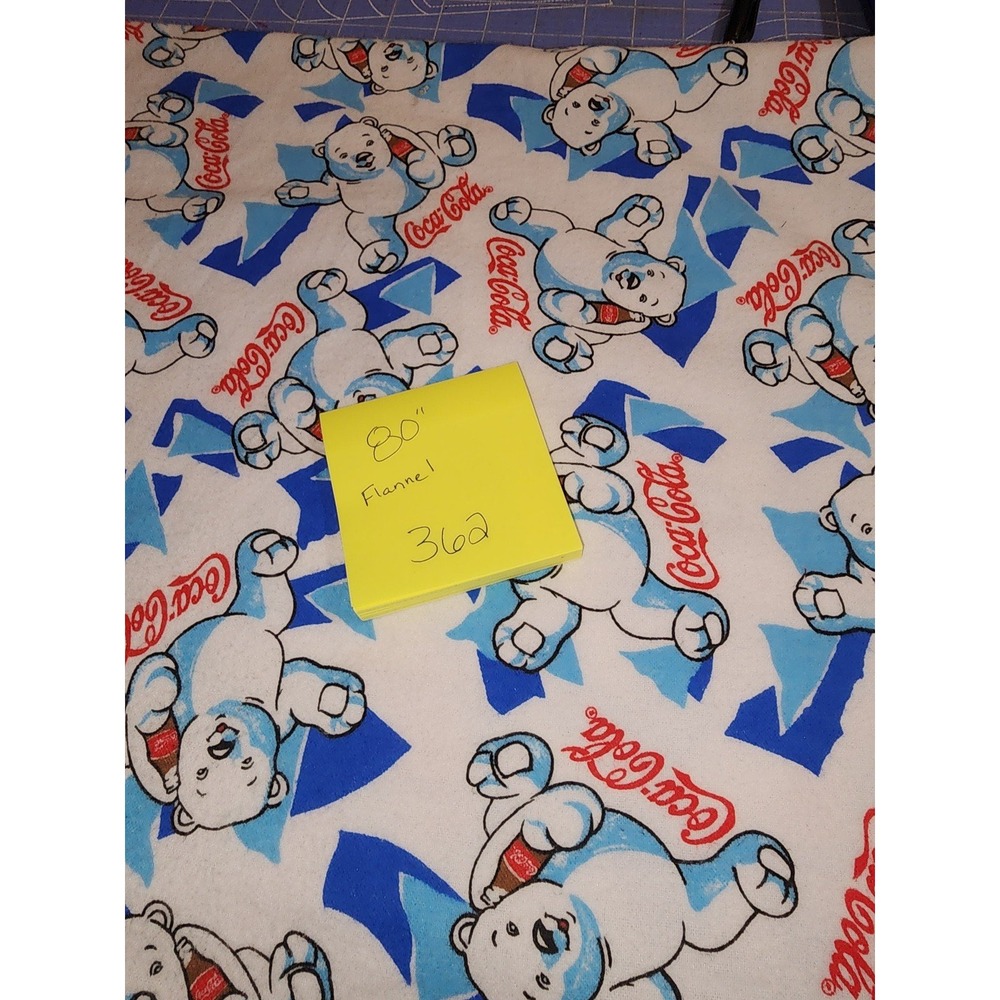 RARE Out of‎ Print Coca Cola Polar Bears Flannel Fabric
